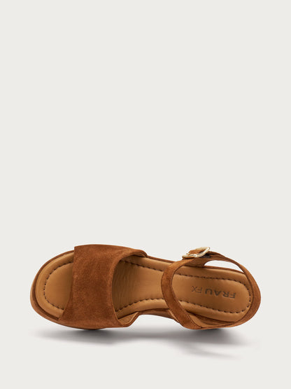 Sandalo zeppa velour bruciato