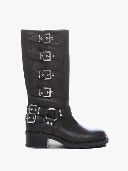 Biker con fibbie pelle nero