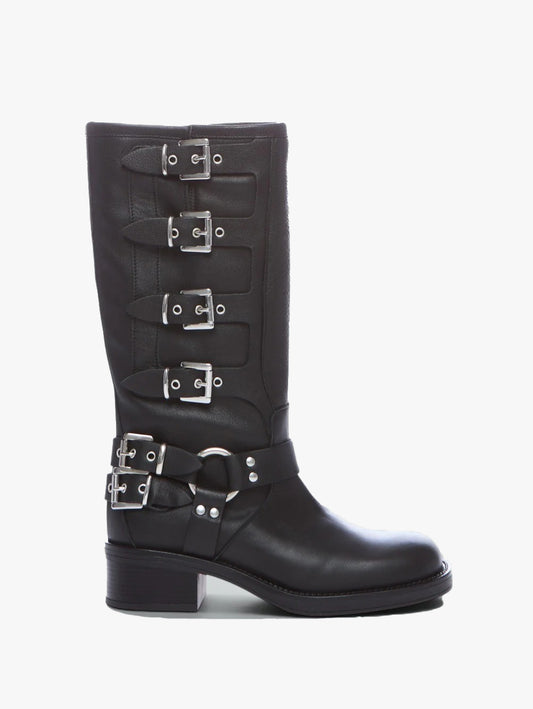 Biker con fibbie pelle nero
