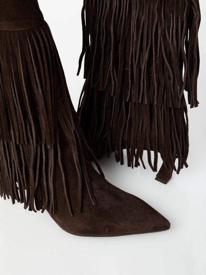Stivale con frange t.moro